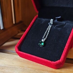 Effy Silver Necklace with Emerald Green Pendant